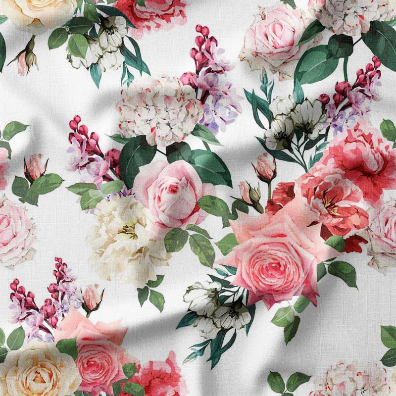 Tissu Chintz Aubergine à Fleurs - 86 X 396 Cm, Neuf, Idéal Couture Déco