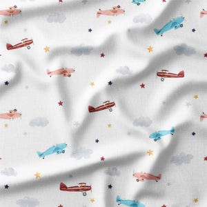 Airplane Cotton Fabric by the Yard - Vintage Aviation Design for Boys&#39; Sewing, Quilting, Home Decor, DIY, and Crafting Projects