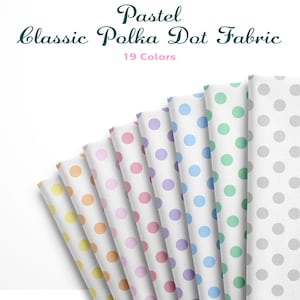 Classic Pastel Polka Dots on White Cotton Fabric by the Yard for Sewing – Medium Color Polka Print, 19 Pastel Shades, Quilts & Apparel