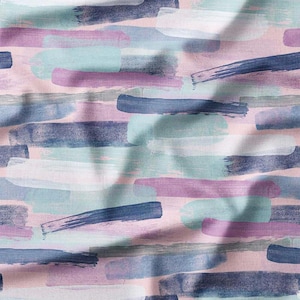 Abstract Brush Strokes in Muted Pastel Tones on Cotton Fabric by the Yard - Modern Artistic Design for Quilting, Sewing, and Craft Projects