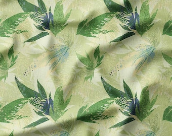 Green Leafy Tropical Cotton Fabric by the Yard - Vibrant Nature-Inspired Design for Quilting, Sewing, and Home Decor Projects