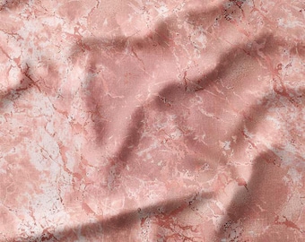 Salmon Marble Effect Cotton Fabric by the Yard - Elegant Blush and Rose Gold Veins for Quilting, Sewing, and DIY Decor Projects