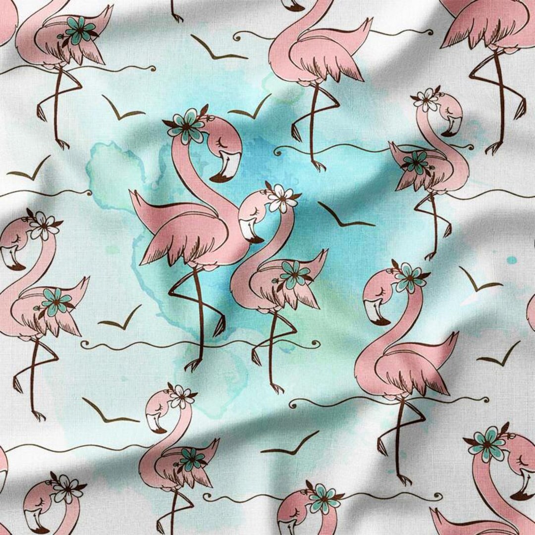 Flamingo Paradise Cotton Fabric by the Yard Pink Flamingos With