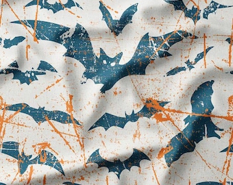 Halloween Bats Cotton Fabric by the Yard Spooky Bats and Grunge Design for Halloween Sewing, Quilting, Costumes, and DIY Projects
