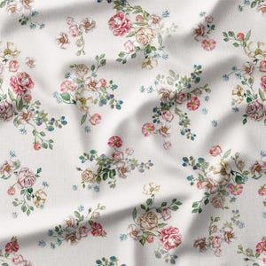 Vintage Floral Cotton Fabric by the Yard Elegant Garden Roses and Flowers Botanical Design Sewing Fabric for Quilting Dresses and Bedding