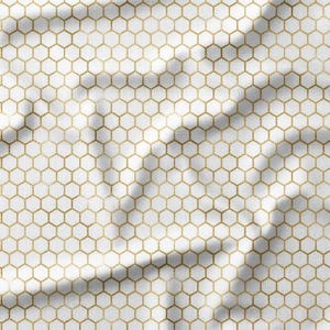 Gold Metallic Honeycomb Pattern Cotton Fabric by the Yard - Modern and Elegant Design for Quilting, Sewing, and Home Decor