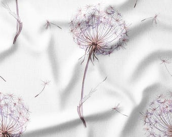 Cotton Fabric by the Yard – Airy Dandelion Seeds – Minimal Botanical Pattern