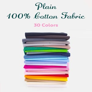 100% Pure Cotton Solid Plain Coloured Craft Fabric 160cm wide