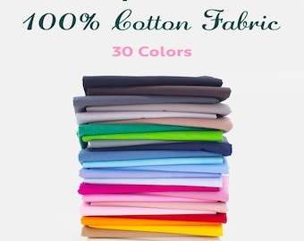 100% Pure Cotton Solid Plain Coloured Craft Fabric 160cm wide