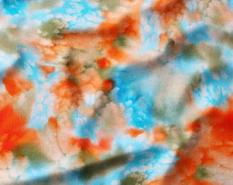 Orange and Blue Tie-Dye Pattern on Cotton Fabric by the Yard - Vibrant and Bold Design for Quilting, DIY Crafts, Home Decor, and Apparel