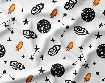 Space Galaxy Cotton Fabric by the Yard Fun and Playful Outer Space Design with Stars, Planets, and Meteors for Sewing, Quilting, and DIY