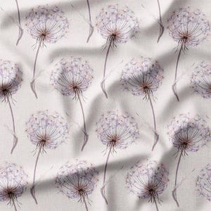 Delicate Dandelion Flowers on Light Beige Background Cotton Fabric by the Yard for Quilting Sewing Nature Inspired DIY Home Decor Crafts