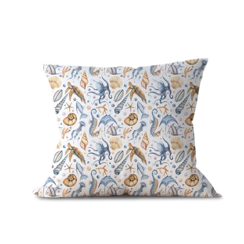 a pillow with a pattern of animals on it
