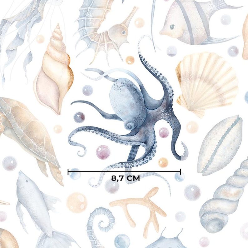 a drawing of an octopus and other sea creatures
