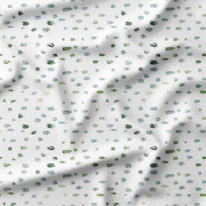 Cotton Fabric by the Yard - Abstract Brush Strokes in Blue and Green on White, Perfect for Modern Quilting, Apparel, DIY Crafts, Home Decor