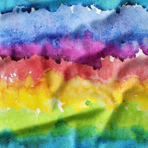 Bright Watercolor Rainbow Stripes on Cotton Fabric by the Yard – Bold and Colorful Design for Quilting, Sewing, and DIY Crafts