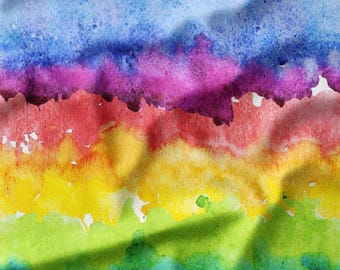Bright Watercolor Rainbow Stripes on Cotton Fabric by the Yard – Bold and Colorful Design for Quilting, Sewing, and DIY Crafts