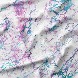 Pink and Blue Marble Effect Cotton Fabric by the Yard - Modern and Artistic Design for Quilting, Sewing, and Home Decor