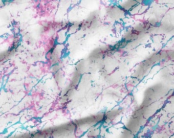 Pink and Blue Marble Effect Cotton Fabric by the Yard - Modern and Artistic Design for Quilting, Sewing, and Home Decor
