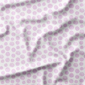 Soft Pink Doodle Dots on White Cotton Fabric by the Yard for Quilting Sewing Baby Nursery and DIY Craft Projects