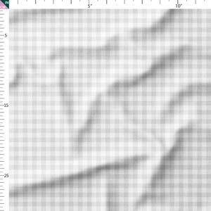 Op de afbeelding: Close-up van een grijs en wit geruit stof. De stof heeft een klassiek ruitpatroon, met vierkanten in verschillende tinten grijs en wit. De stof is licht gekreukt, wat textuur aan de afbeelding toevoegt.