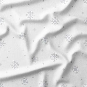 Fabric by the Yard – Delicate Snowflakes on White Background, Perfect for Winter Quilting, Sewing, and Holiday Decor