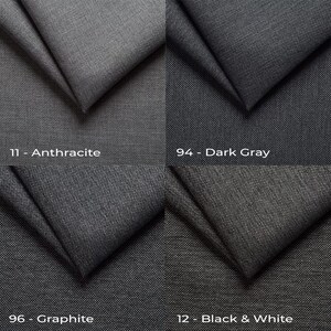 four different shades of dark gray fabric
