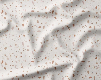 Terrazzo Pattern Cotton Fabric by the Yard Neutral Beige and Brown Terrazzo Design for Sewing, Quilting, Home Decor, and DIY Projects