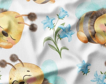 Delicate Purple and Green Wildflowers with Pink Butterflies on White Cotton Fabric by the Yard  Floral Design for Quilting Sewing and Crafts