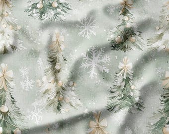 Cotton Fabric by the Yard – Fawns and Rabbits with Wildflowers – Watercolor Woodland Kids Pattern