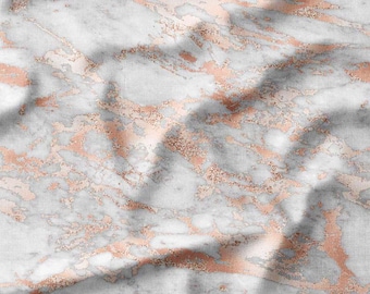 Rose Gold and Gray Marble Effect Cotton Fabric by the Yard - Elegant and Modern Design for Quilting, Sewing, and Home Decor
