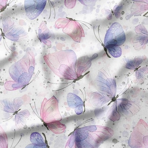 Watercolor Butterflies Cotton Fabric by the Yard Pastel Butterfly Design for Kids Girls Sewing Supplies Fabric for Quilting Bedding DIY