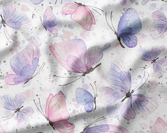 Watercolor Butterflies Cotton Fabric by the Yard Pastel Butterfly Design for Kids Girls Sewing Supplies Fabric for Quilting Bedding DIY