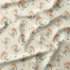 Cotton Fabric by the Yard – Whimsical Singing Birds on Cream Background, Perfect for Kids’ Quilting, Sewing, and Home Decor