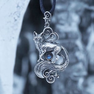 Fuchs Magie - Sterling Silber Fuchs, Fuchs Anhänger, Labradorit Fuchs, Himmlisch, Fuchs Halskette, magischer Fuchs Anhänger, detaillierter Fuchs Anhänger, blauer Fuchs