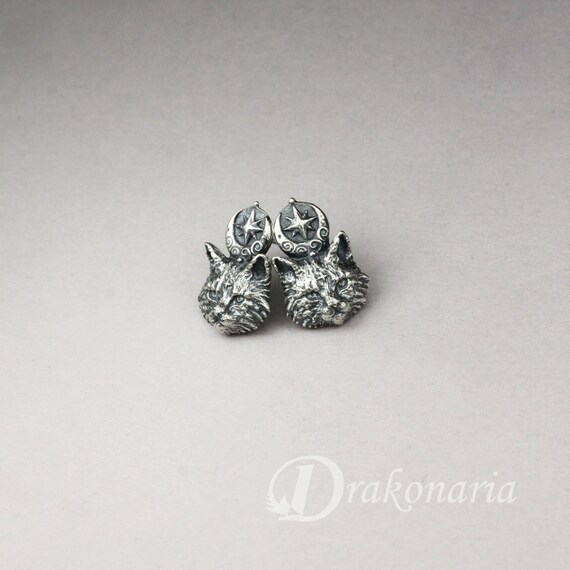 Orecchini con pietra di luna, in argento Sterling 925, con motivo a forma di gatto, con impronta di zampa, a forma di cuore, per donne, ragazze, figlie, Argento sterling