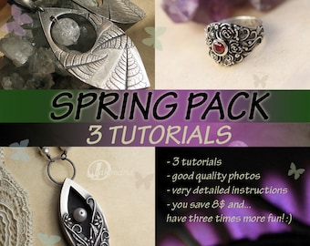 3 TUTORIALS,  VALUE Pack ,metal clay, metal clay tutorial, art clay, pmc DYI, jewelry tutorial, art clay tutorial, silver jewelry tutorial