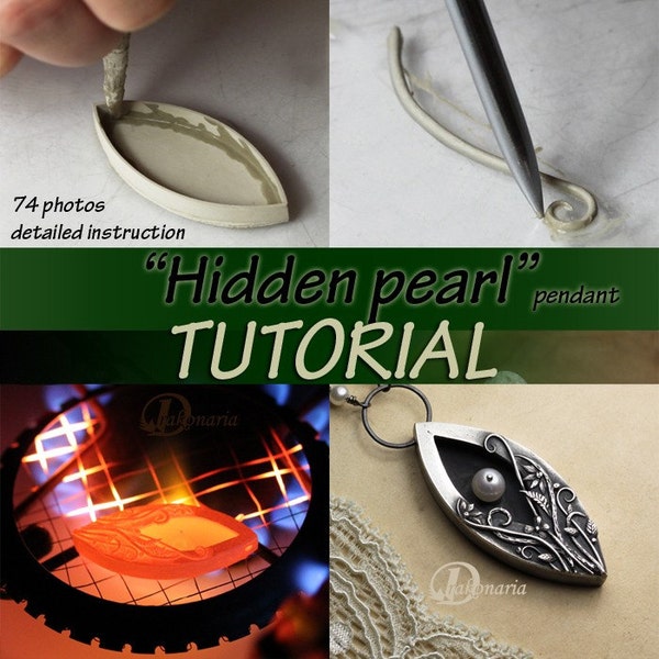 Hidden pearl TUTORIAL, metal clay, metal clay tutorial, jewelry tutorial, silver pendant, pendant tutorial, metal clay how to, drakonaria