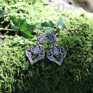 Forest queen, magical silver earrings, oak leaves and acorns, woodland jewelry, silver acorn, art nouveau, elven earrings, fantasy earrings image 6