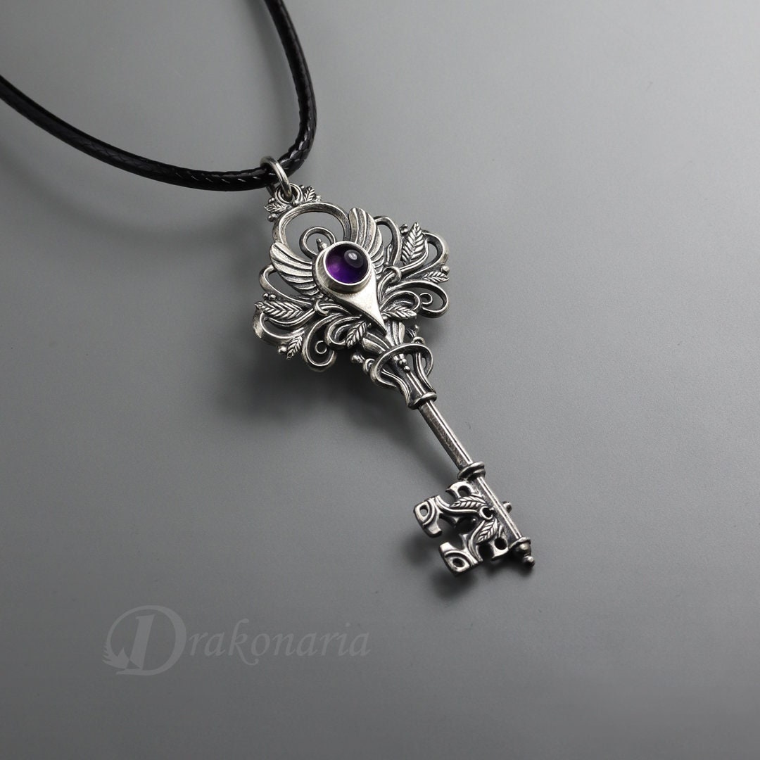 Amethyst key necklace discount