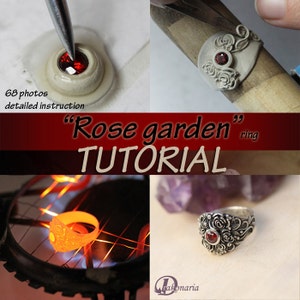 Rose garden TUTORIAL, metal clay, metal clay tutorial, ring tutorial, roses tutorial, silver jewelry, art clay tutorial, pmc, setting, PDF
