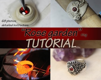 Rose garden TUTORIAL, metal clay, metal clay tutorial, ring tutorial, roses tutorial, silver jewelry, art clay tutorial, pmc, setting, PDF