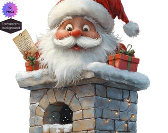 Whimsical Santa Claus Clipart: Christmas Junk Journal PNG (Digital Download)