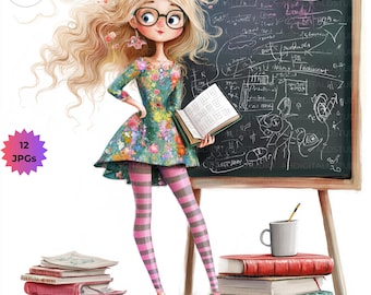 Professora excêntrica (12 imagens JPG), Salas de aula, Pôster engraçado para professora, Garotas excêntricas e divertidas, Desenho animado engraçado de professora, Cartão fofo para professoras