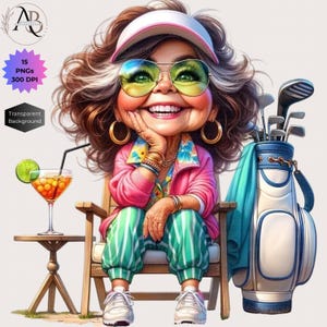 Dame golfeuse PNG 15 Clipart, senior dame golf, vieilles dames PNG, dames âgées, clipart grand-mère, golfeuse, grand-mère lunatique mignonne insolite