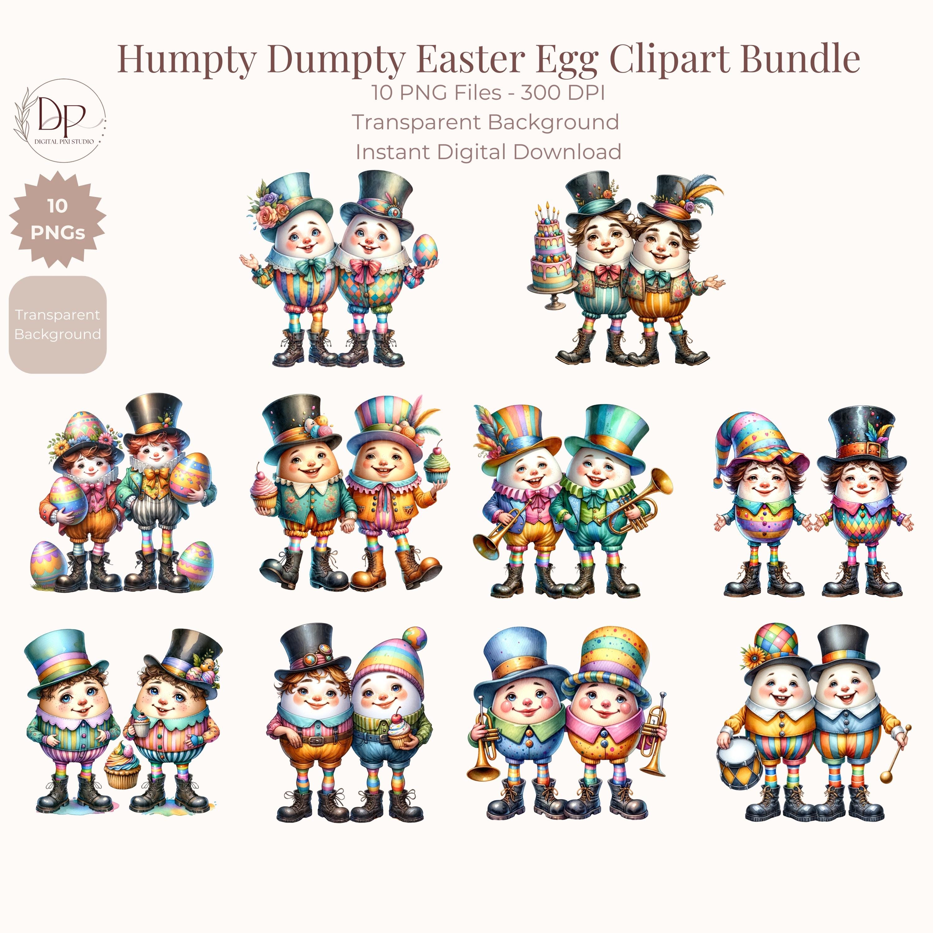 Humpty Dumpty Character Easter Egg PNG Clipart Bundle: Boy Easter ...