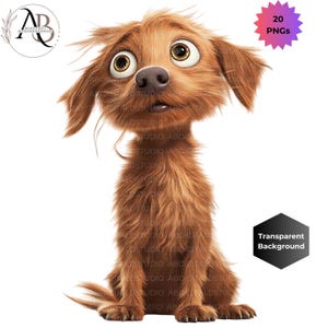 Schrullig, wunderlich, süße Hunde Cliparts 20 PNG Bundle DIGITAL HERUNTERLADBAR Animierte Tiere Clipart Hundebilder schrullig lustige Cartoon-Welpen