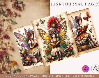 Páginas de Diário de Sucata Steampunk (10 unidades) - Papel Industrial Digital JPG - Folha de Colagem Imprimível Vitoriana - Kit de Scrapbook Mecânico - Artigos Vintage
