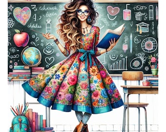 Clipart Divertido para Professores: Pôster Escolar Engraçado, Ideal para Scrapbooking e Criação de Cartões (Download Digital, 10 JPGs)
