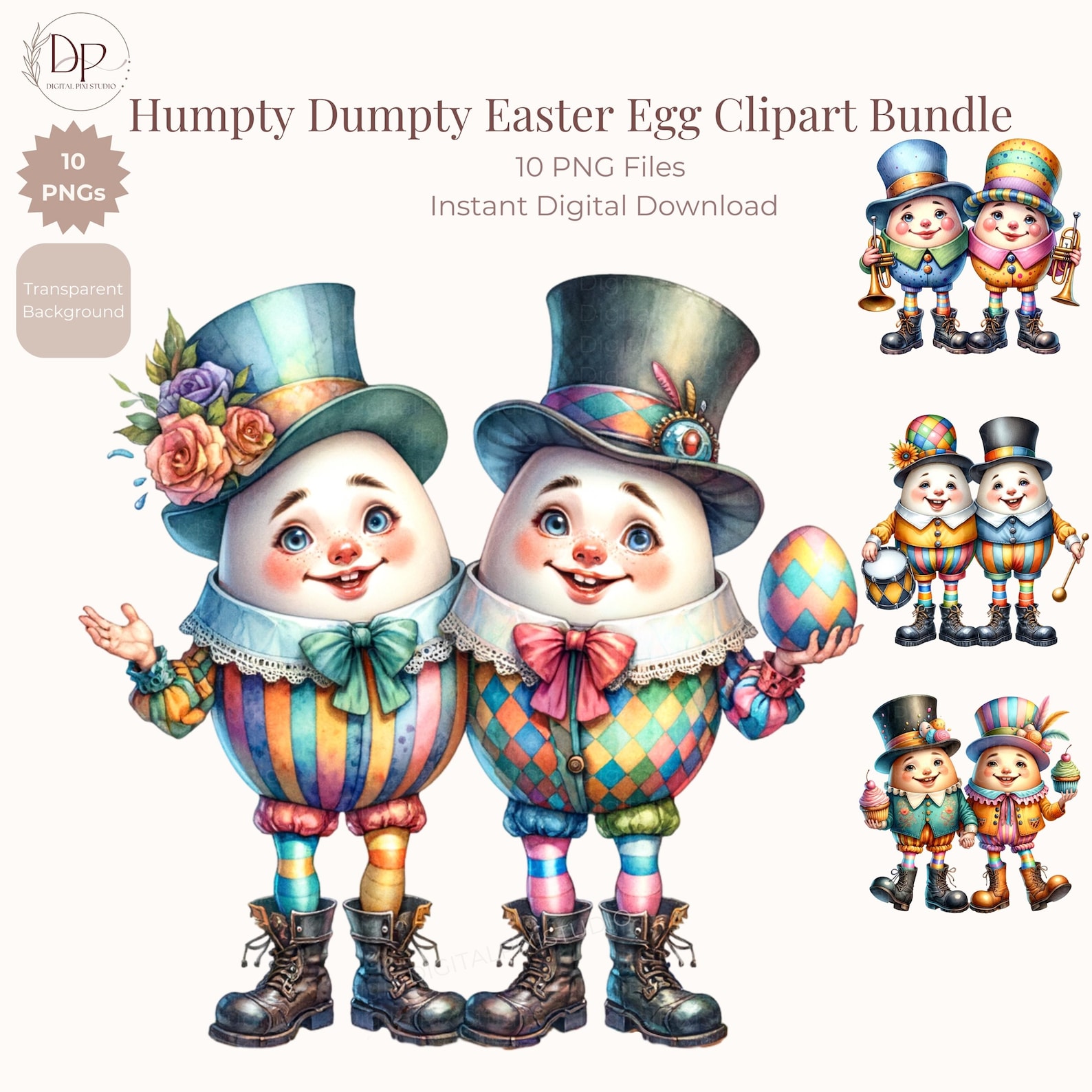Humpty Dumpty Character Easter Egg PNG Clipart Bundle: Boy Easter ...